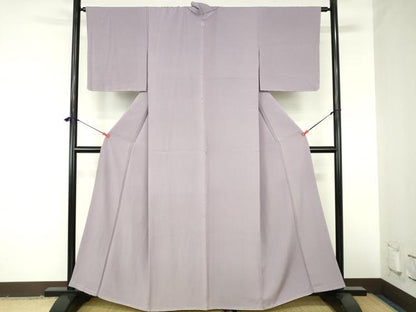 平和屋着物●上質な色無地　霞地紋　藤色　正絹　逸品　未使用　DABH0861op