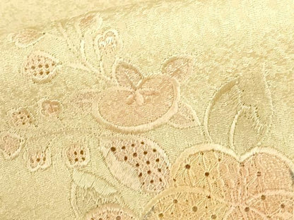 平和屋着物●中国三大刺繍　スワトウ刺繍　汕頭刺繍　総刺繍　訪問着　草花　正絹　逸品　DABH0863op