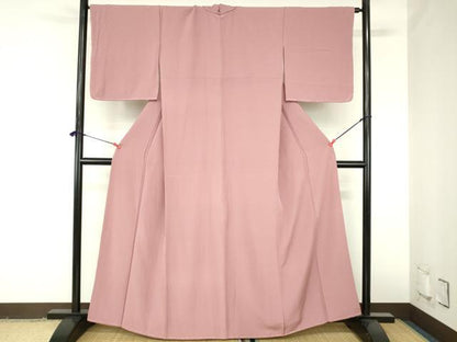 平和屋着物●上質な色無地　退紅色　正絹　逸品　DABH0868op