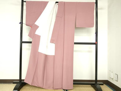 平和屋着物●上質な色無地　退紅色　正絹　逸品　DABH0868op