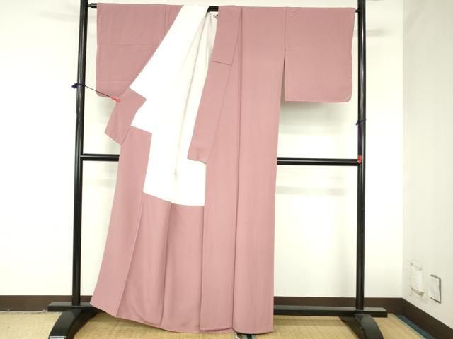 平和屋着物●上質な色無地　退紅色　正絹　逸品　DABH0868op