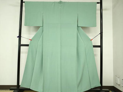 平和屋着物●上質な色無地　薄青色　正絹　逸品　DABH0869op