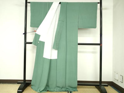 平和屋着物●上質な色無地　柳染色　ロング丈　正絹　逸品　未使用　DABH0872op