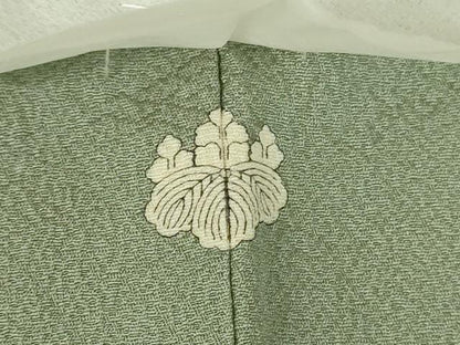平和屋着物●上質な色無地　抽象地紋　山葵色　正絹　逸品　未使用　DABH0874op