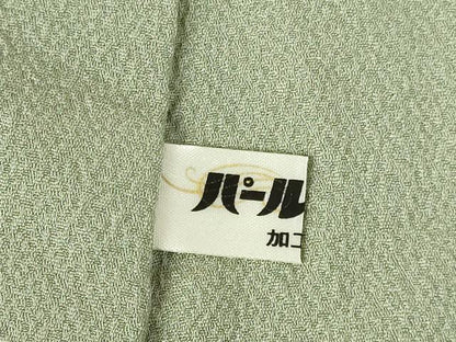 平和屋着物●上質な色無地　抽象地紋　山葵色　正絹　逸品　未使用　DABH0874op