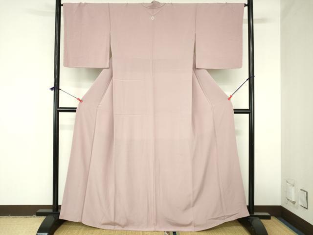 平和屋着物●上質な色無地　霞地紋　薄柿色　正絹　逸品　未使用　DABH0875op