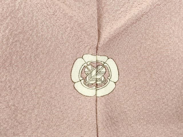平和屋着物●上質な色無地　霞地紋　薄柿色　正絹　逸品　未使用　DABH0875op