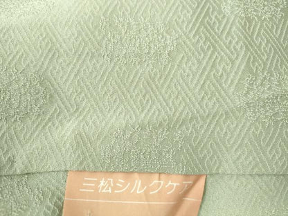 平和屋着物●上質な色無地　紗綾形花地紋　薄萌葱色　正絹　逸品　DABH0876op
