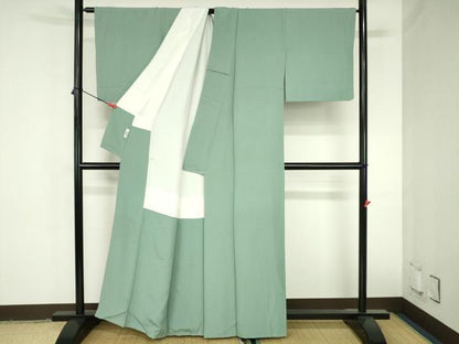 平和屋着物●上質な色無地　薄青色　正絹　逸品　DABH0881op