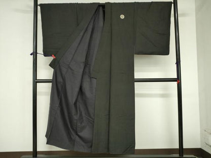 平和屋着物●男性　黒紋付　正絹　逸品　DABH0882op