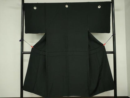 平和屋着物●男性　黒紋付　正絹　逸品　DABH0883op