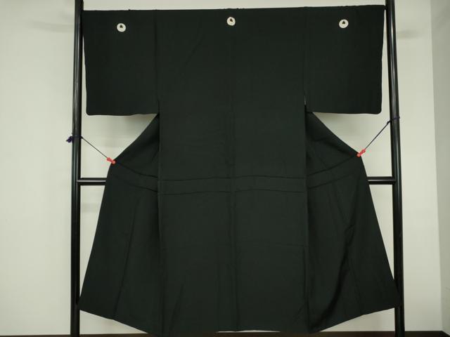 平和屋着物●男性　黒紋付　正絹　逸品　DABH0883op