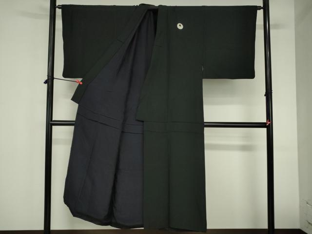 平和屋着物●男性　黒紋付　正絹　逸品　DABH0883op