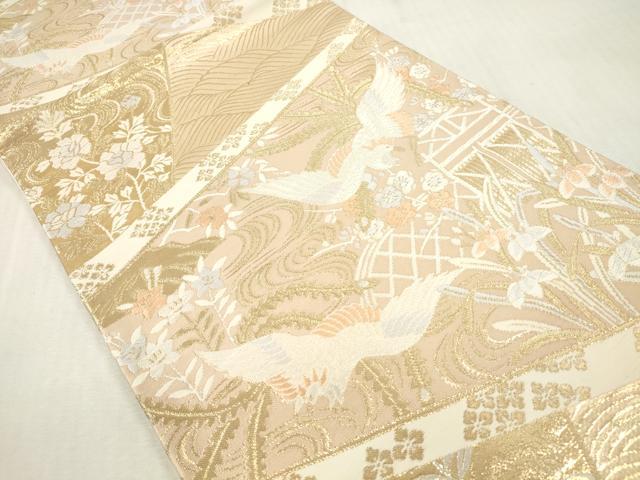 平和屋本店▼六通柄袋帯　唐織　鳳凰花文　純金箔24K　正絹　逸品　DABH0887op