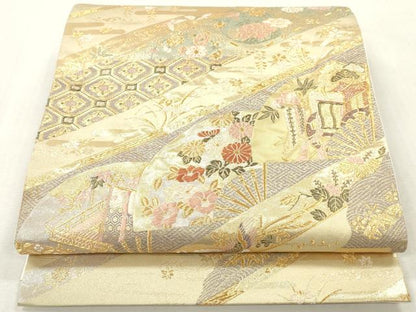 平和屋本店▼六通柄袋帯　唐織　有職錦秀文　本金箔　正絹　逸品　DABH0888op
