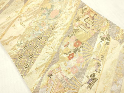 平和屋本店▼六通柄袋帯　唐織　有職錦秀文　本金箔　正絹　逸品　DABH0888op