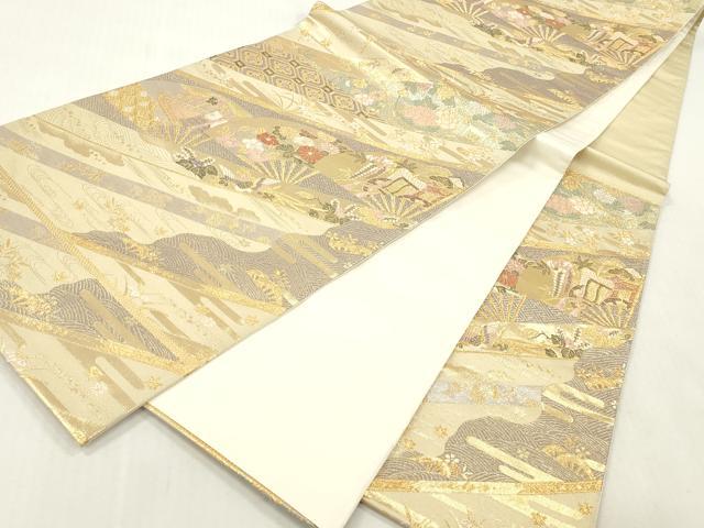 平和屋本店▼六通柄袋帯　唐織　有職錦秀文　本金箔　正絹　逸品　DABH0888op