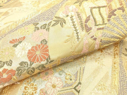 平和屋本店▼六通柄袋帯　唐織　有職錦秀文　本金箔　正絹　逸品　DABH0888op