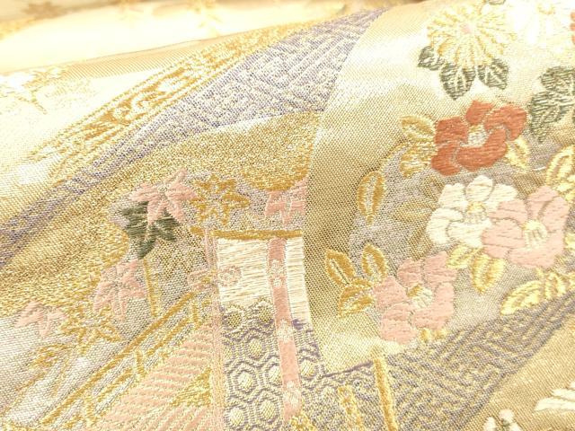 平和屋本店▼六通柄袋帯　唐織　有職錦秀文　本金箔　正絹　逸品　DABH0888op