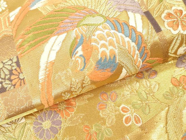平和屋本店▼西陣　服部織物謹製　六通柄袋帯　唐織　吉祥文様　本金箔　正絹　逸品　DABH0889op