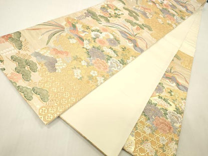 平和屋本店▼六通柄袋帯　唐織　鳳凰花文　本金箔　正絹　逸品　DABH0891op