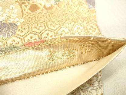 平和屋本店▼六通柄袋帯　唐織　鳳凰花文　本金箔　正絹　逸品　DABH0891op