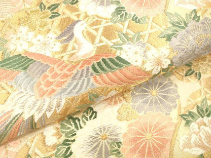 平和屋本店▼六通柄袋帯　唐織　鳳凰花文　本金箔　正絹　逸品　DABH0891op