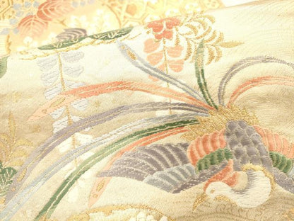 平和屋本店▼六通柄袋帯　唐織　鳳凰花文　本金箔　正絹　逸品　DABH0891op
