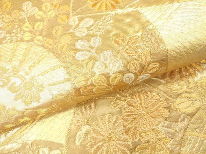 平和屋本店▼六通柄袋帯　扇面花文　純金箔　正絹　逸品　DABH0892op