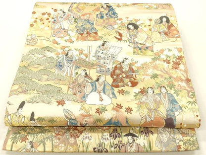 平和屋本店▼六通柄袋帯　能鑑百態　純金箔　正絹　逸品　DABH0894op