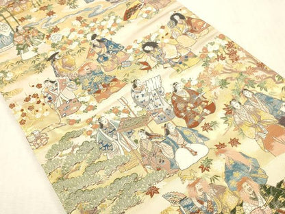 平和屋本店▼六通柄袋帯　能鑑百態　純金箔　正絹　逸品　DABH0894op