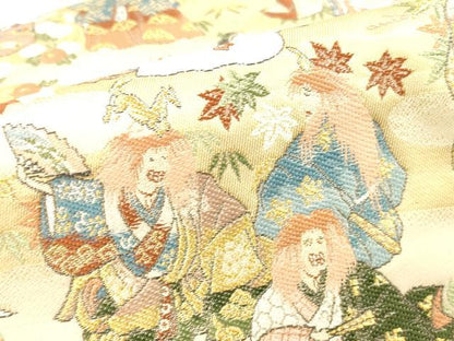 平和屋本店▼六通柄袋帯　能鑑百態　純金箔　正絹　逸品　DABH0894op
