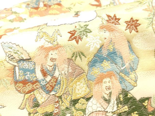 平和屋本店▼六通柄袋帯　能鑑百態　純金箔　正絹　逸品　DABH0894op
