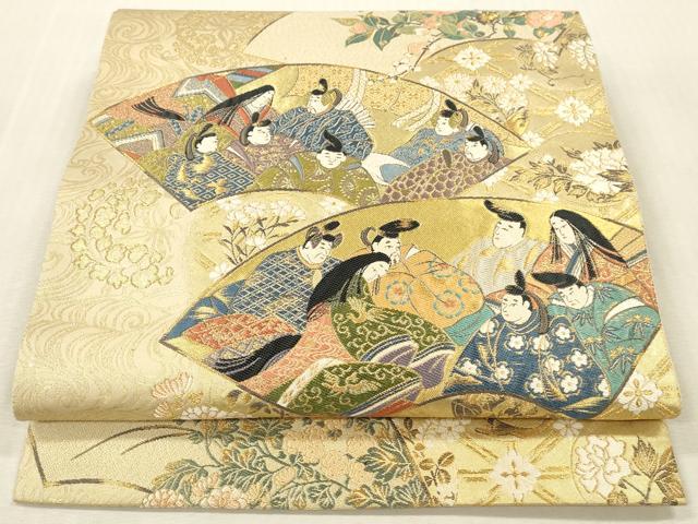 平和屋本店▼六通柄袋帯　歌仙の宴　本金引箔　正絹　逸品　DABH0896op