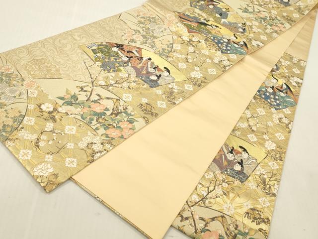 平和屋本店▼六通柄袋帯　歌仙の宴　本金引箔　正絹　逸品　DABH0896op