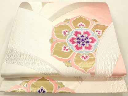 平和屋本店▼六通柄袋帯　唐織　正倉院花文　24K金箔二重織　正絹　逸品　DABH0899op