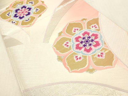 平和屋本店▼六通柄袋帯　唐織　正倉院花文　24K金箔二重織　正絹　逸品　DABH0899op