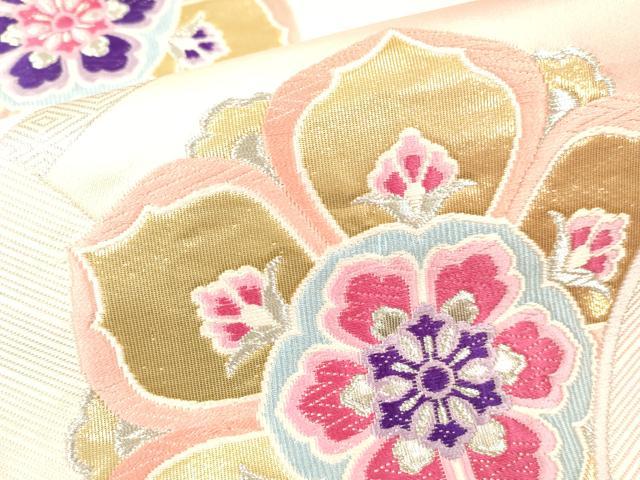 平和屋本店▼六通柄袋帯　唐織　正倉院花文　24K金箔二重織　正絹　逸品　DABH0899op