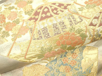 平和屋本店▼六通柄袋帯　日吉山王祭　純金二重引箔織　正絹　逸品　DABH0901op