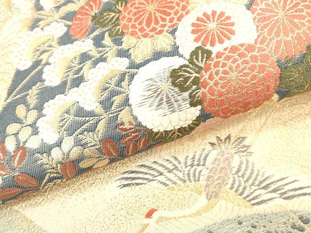 平和屋本店▼六通柄袋帯　唐織　波涛翔鶴文　九百錦本金貮重箔　正絹　逸品　DABH0902op