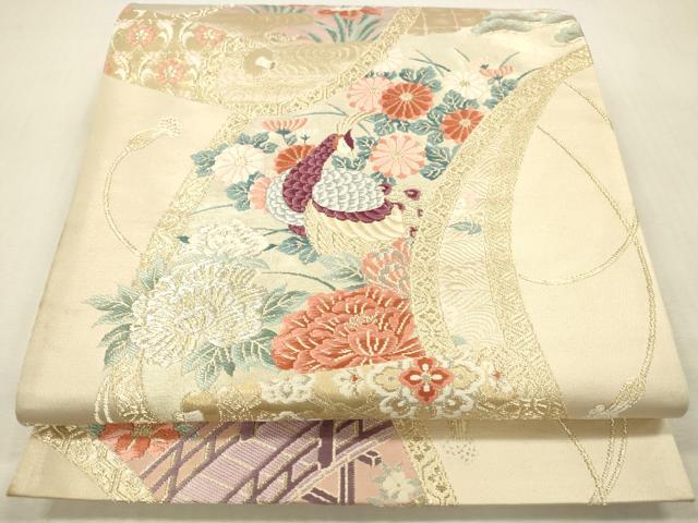 平和屋本店▼六通柄袋帯　唐織　瑞祥錦　純金二重箔　正絹　逸品　DABH0906op