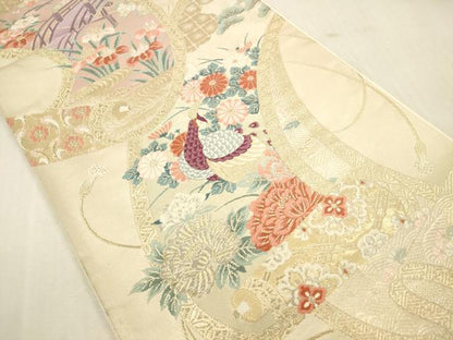 平和屋本店▼六通柄袋帯　唐織　瑞祥錦　純金二重箔　正絹　逸品　DABH0906op