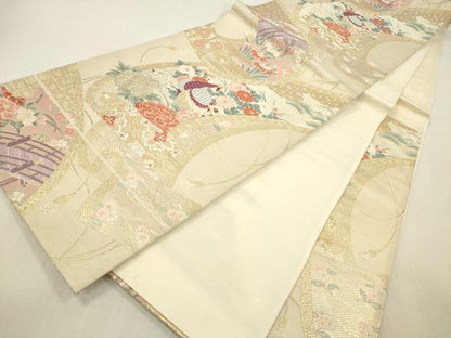 平和屋本店▼六通柄袋帯　唐織　瑞祥錦　純金二重箔　正絹　逸品　DABH0906op