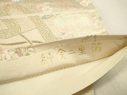 平和屋本店▼六通柄袋帯　唐織　瑞祥錦　純金二重箔　正絹　逸品　DABH0906op