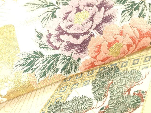 平和屋本店▼六通柄袋帯　唐織　雲取屏風文　本金箔　正絹　逸品　DABH0907op