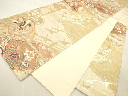 平和屋本店▼六通柄袋帯　唐織　宴舞　鳳凰花文　本金箔九百錦　正絹　逸品　DABH0908op