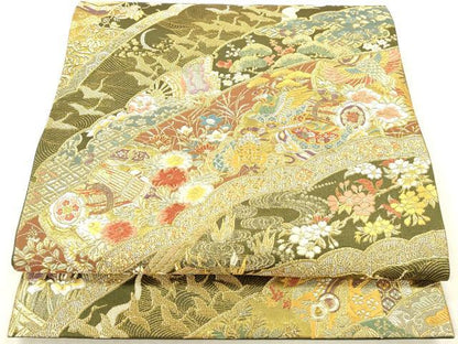 平和屋本店▼六通柄袋帯　唐織　琳派瑞祥錦　本金箔つづれ　正絹　逸品　DABH0909op