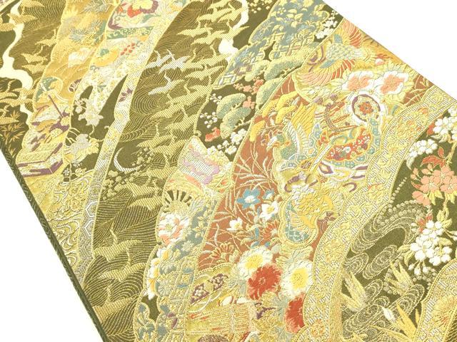 平和屋本店▼六通柄袋帯　唐織　琳派瑞祥錦　本金箔つづれ　正絹　逸品　DABH0909op