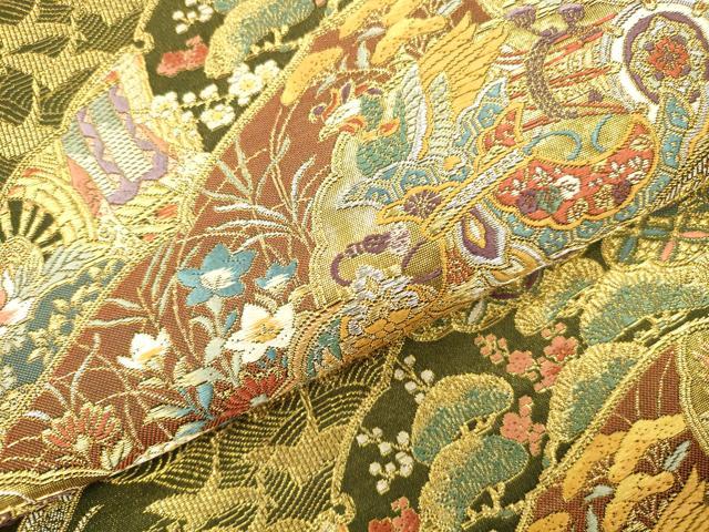 平和屋本店▼六通柄袋帯　唐織　琳派瑞祥錦　本金箔つづれ　正絹　逸品　DABH0909op