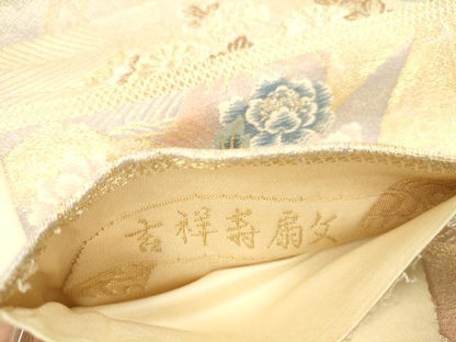 平和屋本店▼六通柄袋帯　吉祥寿扇文　純金箔二重織　九百錦　正絹　逸品　DABH0911op